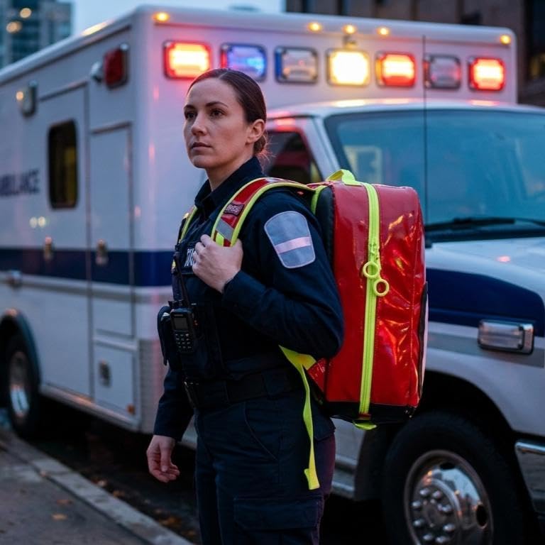 AED Backpack with Clear Window – Foam-Lined Protection for EMS