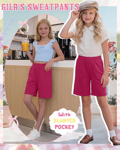 Girls' Wide Leg Bermuda Shorts - Rose Pink, 7-8 Years
