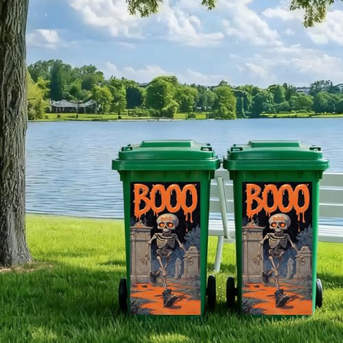 15x32 Inch Trash Can Stickers Ornaments and Christmas Tree with Snow Design Decorative Vinyl Peel and Stick Removable Art Decal for Indoor Outdoor Kitchen Bathroom Office Garbage Bin Wrap Cover