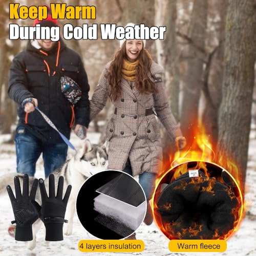 Yunkevivo Large Waterproof Touchscreen Winter Gloves for Men Women - Thermal Snow Gloves for Running Cycling