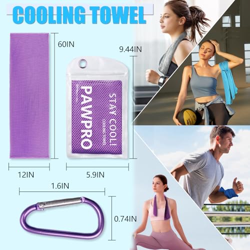 Cooling Towels 4 Pack - Soft Breathable Neck & Face Towels - Light Blue/Royal Blue/Purple/Grey