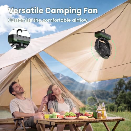 24000mAh Camping Fan with Light & Remote - Green