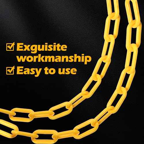 60 Feet Plastic Barrier Chain Yellow,1.5-Inch Link Diameter Safety Barrier Chain£¬Large Plastic Chain£¬6MM Plastic Barrier Chain£¬Plastic Chain Links