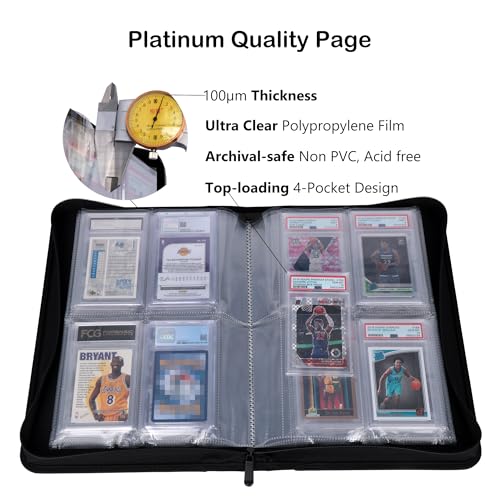 Rayvol PSA Slab Binder Black – Holds 40 PSA-Sized Graded Cards with 4-Pocket Pages