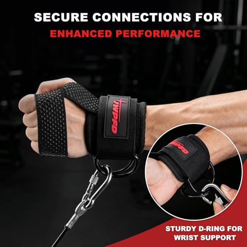 JWPFD Black M Lifting Straps with D Ring for Weightlifting, Cable Machine, Wrist Support