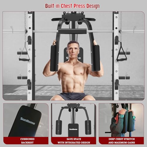2000LBS Smith Machine Power Cage with LAT Pull-Down - Black / S4