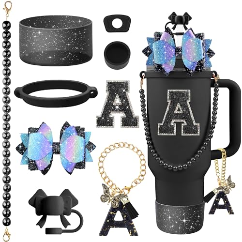 9-Piece Tumbler Accessory Set for 30/40 Oz Cups - Letter A Black