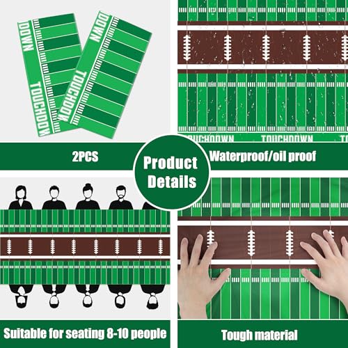 Football Party Decorations Tablecloth - 2 Pack, White & Green