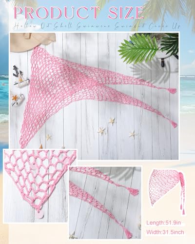 Pink Halloween Mermaid Crochet Cover-up Skirt Shawl for Swimwear - Zeyune