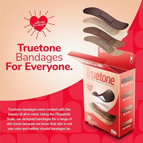 Truetone Skin Tone Bandages - 32 Pack, Latex Free, Assorted Shades