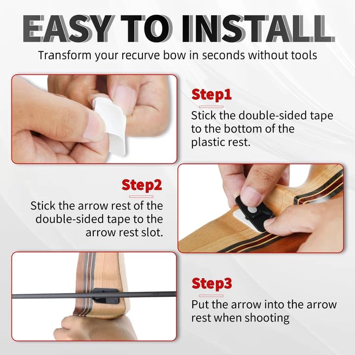 Recurve Bow Arrow Rest - 6-Pack Self-Adhesive Plastic