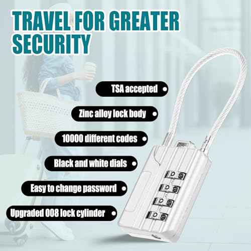 Moxweyeni 16 Pack Luggage Combination Lock 4 Digit Cable Padlock for Gym Padlock Waterproof Resettable Padlocks for Travel Suitcase Backpack School Gym Cabinet (Silver)
