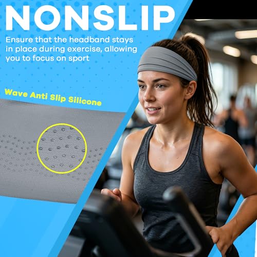 Sukeen Gray Adjustable Cooling Headband for Women, Breathable Sweatband