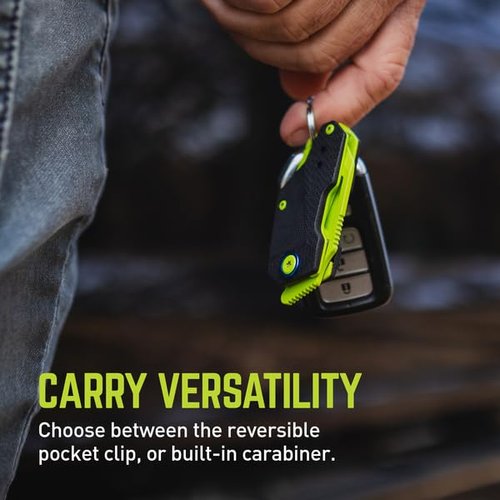 TRUE Berm Keychain Knife | EDC, Everyday Carry, Compact, Versatile, Flipper, Carabiner, Reversible Clip - Yellow/Black