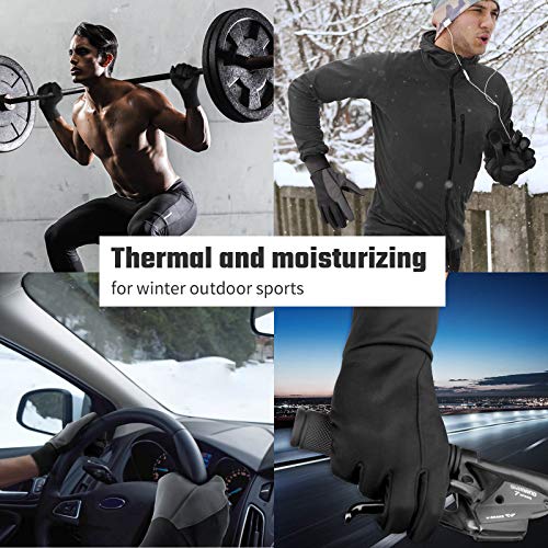 FanVince Winter Touchscreen Thermal Gloves for Men & Women - Black-Gray, Small/Men & Medium/Women