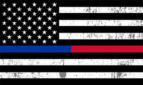 Thin Red and Blue Line Flag Car Decal - 3x5 Inch Vinyl Sticker