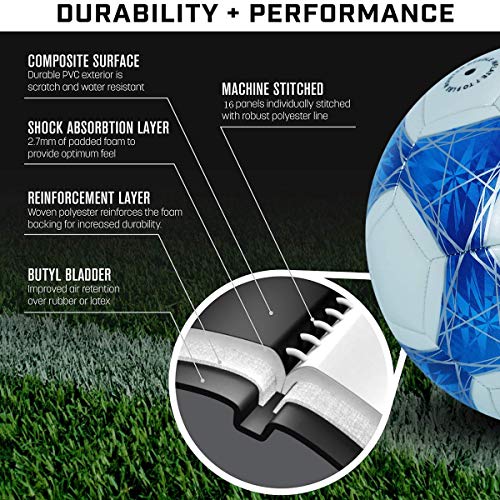 Light Up Soccer Ball Glow in the Dark Blue Size 5 with Pump & Needles – Admecoo