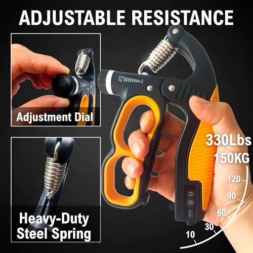 Adjustable Grip Strength Trainer with Counter - 22-330Lbs