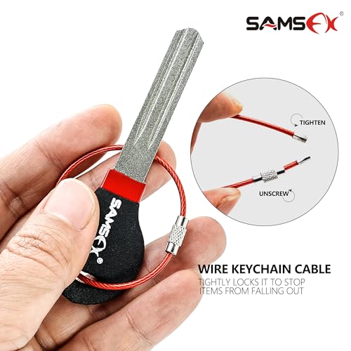 Portable Fishing Hook Sharpener - Diamond File with Handle, Black & Red