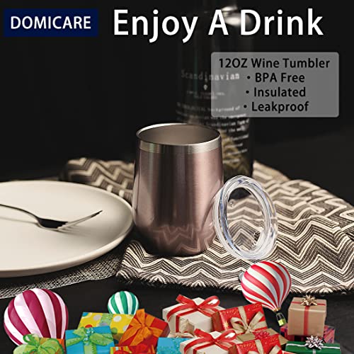 12oz Rose Gold Insulated Wine Tumbler with Lid - 1 Count