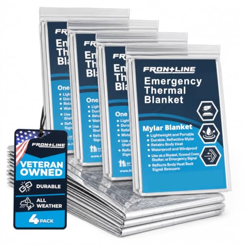 Mylar Emergency Blankets - 4 Pack 54" x 84" Thermal Survival Blankets