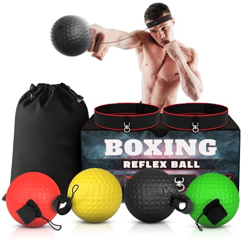 Boxing Reflex Ball Set - 4 Balls, 2 Adjustable Headbands for Training