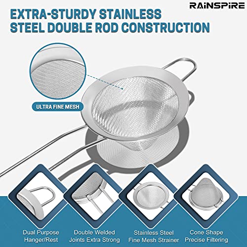 Fine Mesh Tea Strainer with Reinforced Handle - Silver