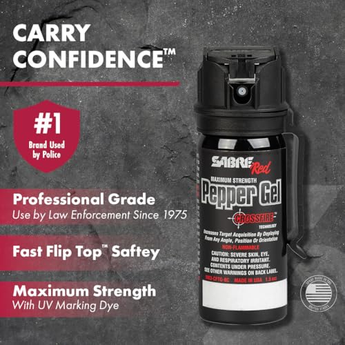 Crossfire Pepper Gel Spray - 360° Angle Defense, 20 ft Range