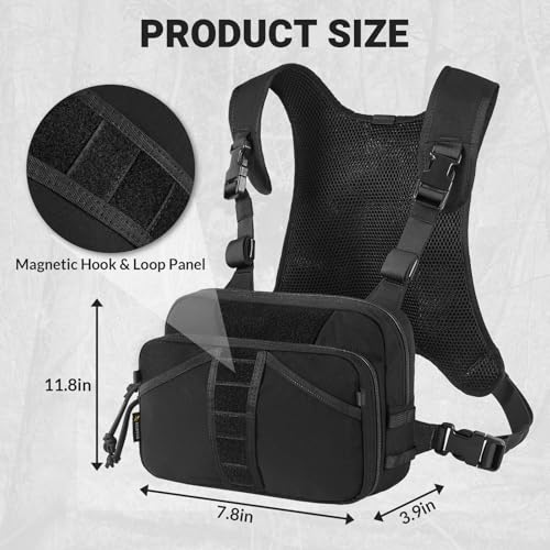 VOTAGOO Black Fishing Chest Pack with Tackle and Fly Boxes for Men & Women