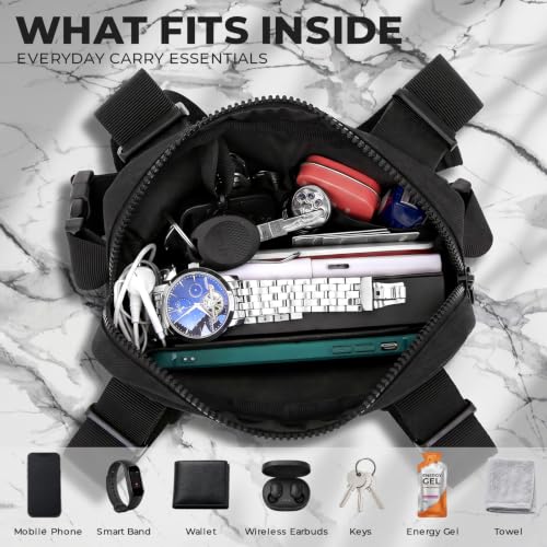 Muserise NRP Black Running Chest Bag with Phone Holder - Water-Resistant & Lightweight