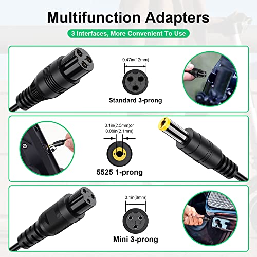 3-in-1 Universal Replacement Charger for 42V 2A E-scooters & Hoverboards