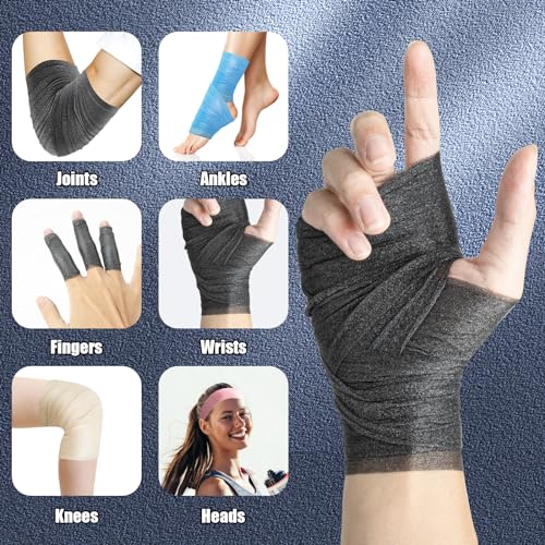 Pre Wrap Athletic Tape - 6 Pack, Skin-Friendly Foam Wrap in Black, Pink, Blue