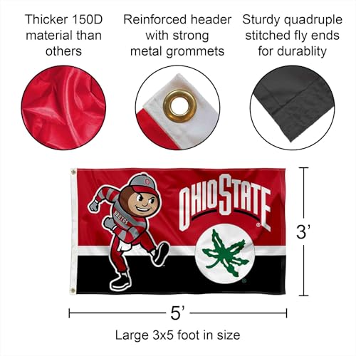 Ohio State Buckeyes 3x5 College Banner Flag - Officially Licensed Sports Decor