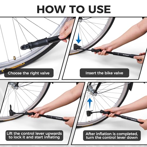 10 Inch Mini Bike Pump - 100PSI Portable Bicycle Inflator