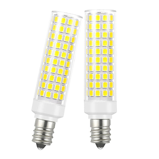 E12 100W Candelabra LED Light Bulbs Equivalent, 6000K Daylight Bright Cool White,1200 Lumen C7 T6 Not-Dimmable E12 12W LED Chandelier Bulbs for Ceiling Fan Pendant Salt Lamp,2 Pack