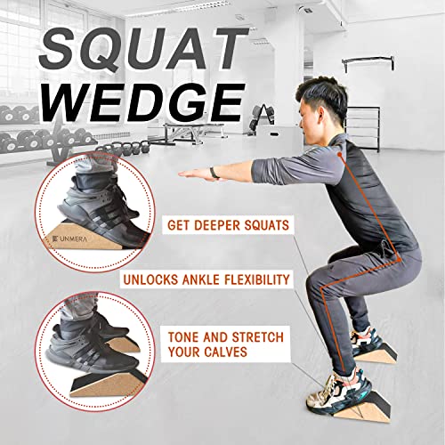 Squat Wedge Block - Non-Slip Heel Elevation Platform, Wood Color - 2PCS