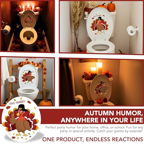Thanksgiving Turkey Toilet Seat Cling Set - 2-Piece Reusable Holiday Decor