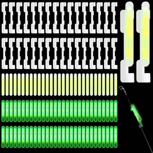 Soulchen 350 Pcs Green Fishing Pole Glow Sticks with Clips for Night Fishing