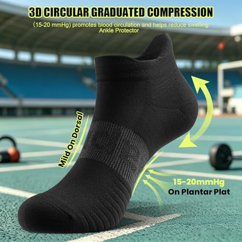Lapulas Compression Socks for Men & Women, 6 Pairs Ankle Running Support Socks Black XL