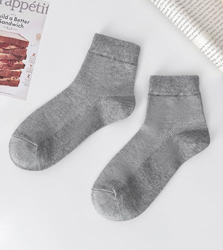 Arukora Women Ankle Thin Socks 6 Pairs Size 5-8 Mesh Breathable Crew Socks - White Black Gray Beige