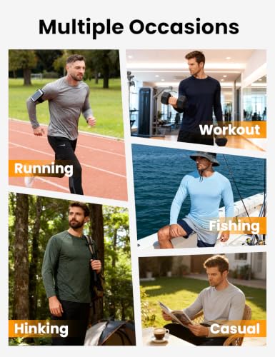 CE' CERDR 4-7 Pack Men's Long Sleeve Quick Dry Moisture Wicking Shirt – Heather Black/Blue/Gray/Army/Red