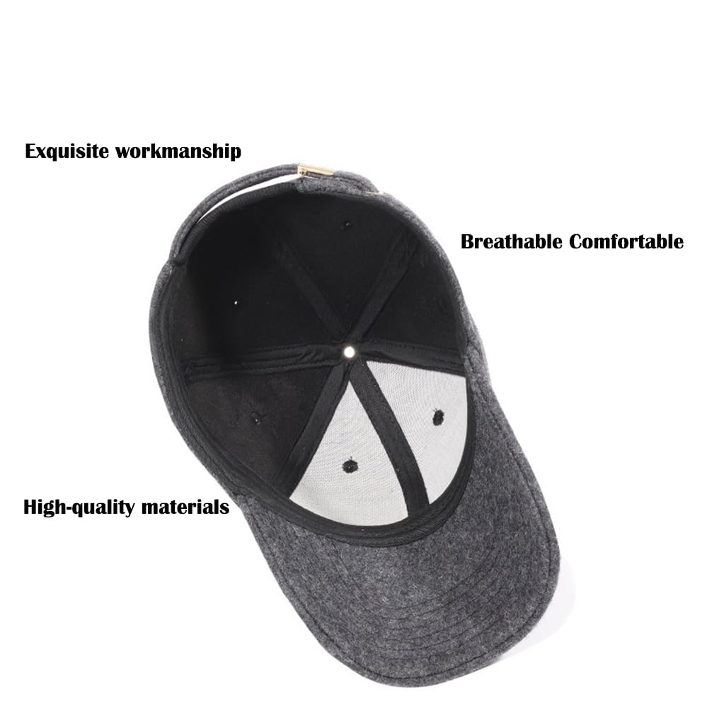 JHDESSLY Men Warm Baseball Cap Big Hat Adjustable Woolen Classic Solid Dad Travel Outdoor