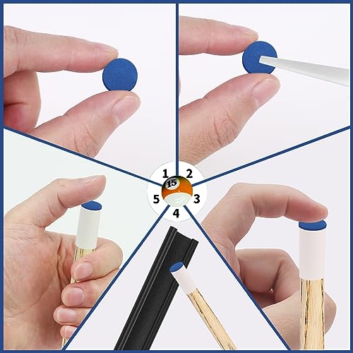 Vefungyan 40pcs 13mm Pool Cue Tips Replacement Kit with 11-in-1 Tool, Chalk & Tips