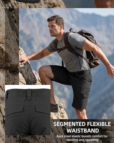 Boonlight Men’s Large Black Quick Dry Cargo Shorts - Breathable Summer Tactical Workwear