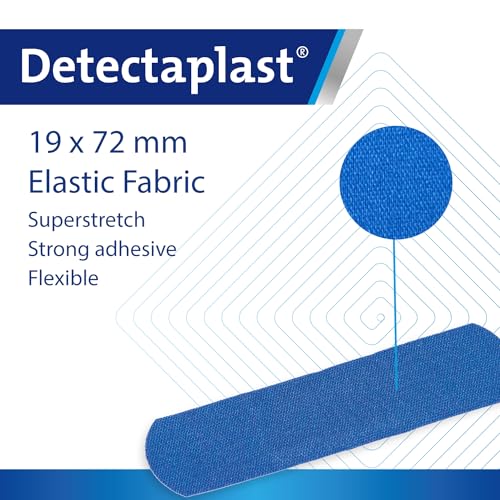 Detectaplast Blue Metal Detectable Flexible Bandaids - 50 pcs, First Aid for Food Handling