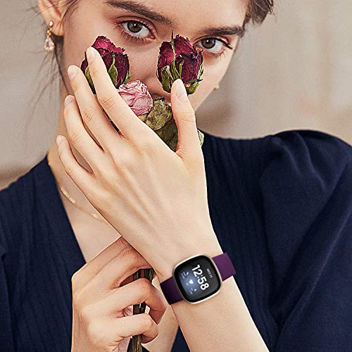Soft TPU Sport Strap Bands for Fitbit Sense/Versa 3/4 - 4 Pack Small, Black/Modena/Bluegrey/Pinegreen