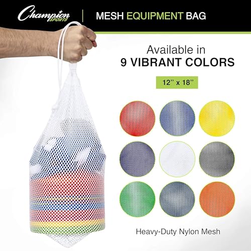 Heavy-Duty Nylon Mesh Equipment Bag - Columbia Blue, 12" x 18"