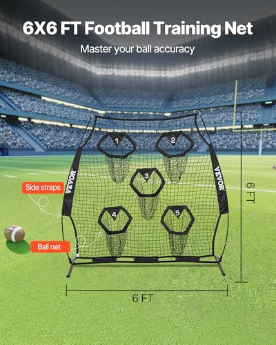 6x6 ft Football Passing Net with Targets, Durable Training Equipment for QB Accuracy