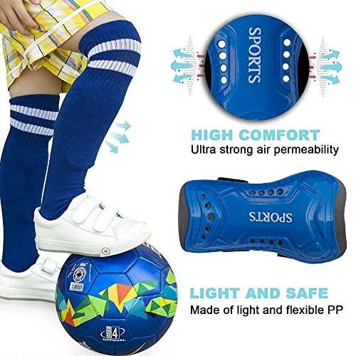 Kids Soccer Shin Guards & Socks Set - Ages 3 to 6