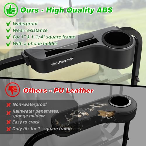 Golf Cart Armrest with Cup Holder & Phone Holder - Black